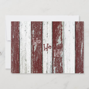 Rustic Red and White Striped Ho Ho Ho Holiday Card