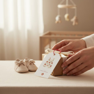 Rustic Red Apple Baby Shower Watercolor Design Gift Tags