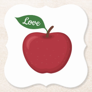 Rustic Red Apple Love Fall Country Wedding Party Paper Coaster