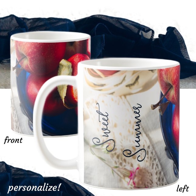 Rustic red apples, flowers, and ribbon coffee mug (Creator Uploaded)