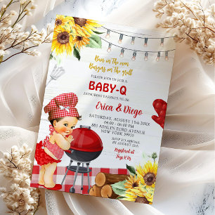 Rustic Red Backyard Baby-Q Mexican Girl Shower Invitation