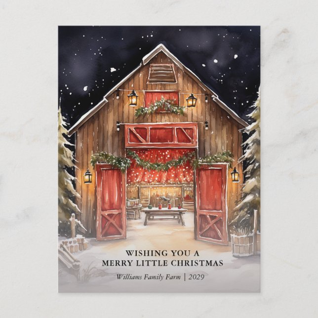 Rustic Red Barn Country Company Christmas Card  (Front)