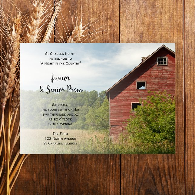 Rustic Red Barn Country Junior / Senior Prom Invitation (Creator Uploaded)