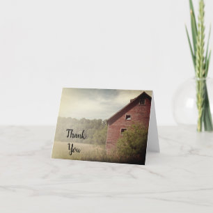 Rustic Red Barn Country Thank You Card