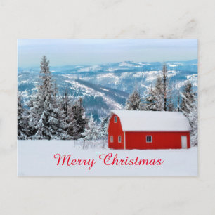 Rustic Red Barn Snow Christmas Winter Holiday