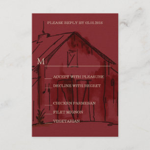 Rustic Red Barn Wedding RSVP Reply Card