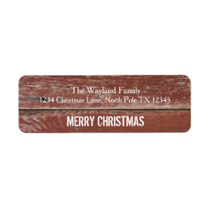 Rustic Red Barn Wood Christmas Address Labels