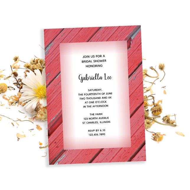 Rustic Red Barn Wood Country Ranch Bridal Shower Invitation (Creator Uploaded)