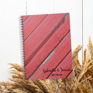 Rustic Red Barn Wood Country Wedding Notebook