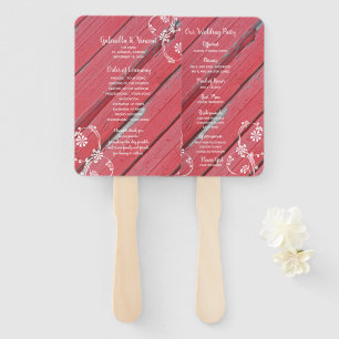 Rustic Red Barn Wood Country Wedding Programs Hand Fan