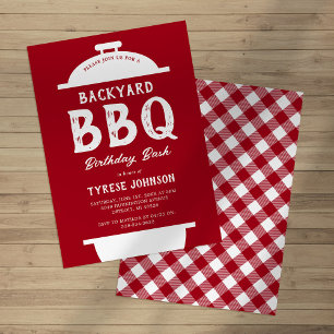 Rustic Red BBQ Birthday Invitation