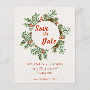 Rustic Red Berries Christmas Wedding Save the Date