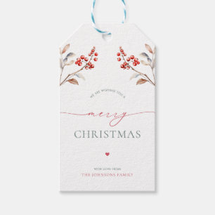 Rustic Red Berries Merry Christmas Holiday Gift Tags