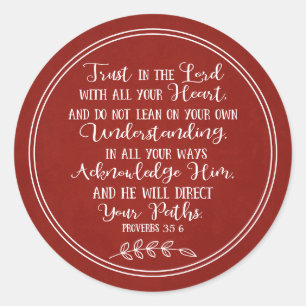 Rustic Red Bible Verse Christian Typography Classic Round Sticker