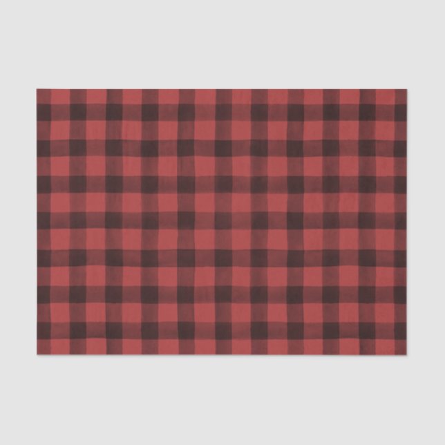 Rustic Red Black Buffalo Check Gift Wrapping Tissue Paper (Front)