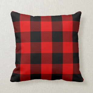 Rustic Red Black Buffalo Check   Lumberjack Plaid Cushion