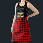 Rustic red black buffalo monogram name kitchen apron<br><div class="desc">Rustic red black buffalo plaid monogram name kitchen Apron.
You can add your own name and text to personalise.</div>