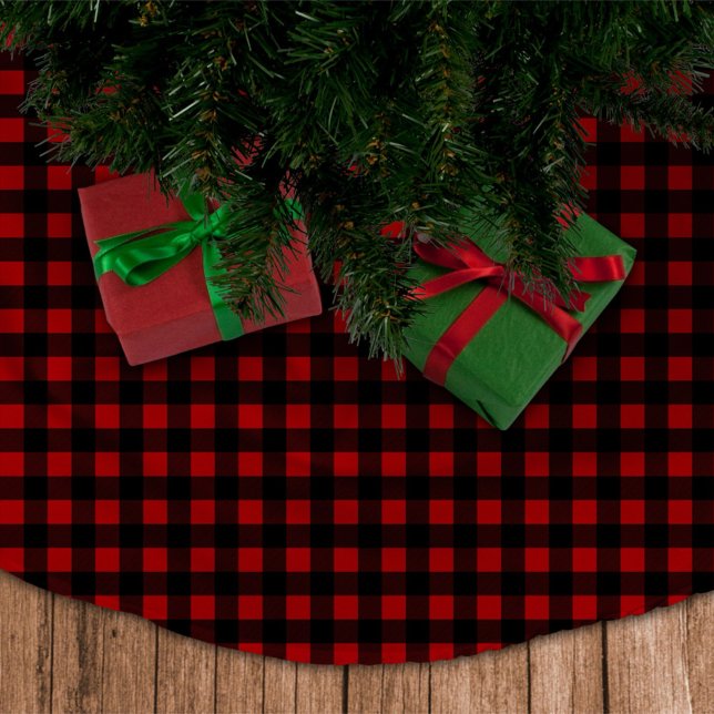 Rustic Red & Black Buffalo Plaid Brushed Polyester Tree Skirt (Creator Uploaded)