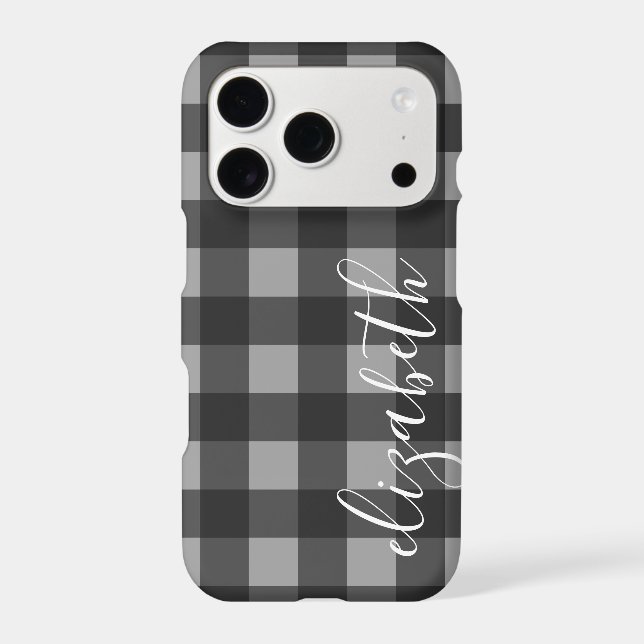 Rustic Red & Black Buffalo Plaid - can edit grey (Back)