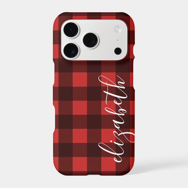 Rustic Red Black Buffalo Plaid - can edit red (Back)