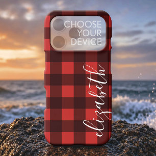 Rustic Red Black Buffalo Plaid - can edit red