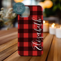 Rustic Red Black Buffalo Plaid - can edit red