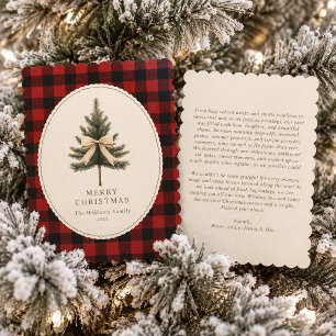 Rustic Red Black Buffalo Plaid Christmas Tree Holiday Card