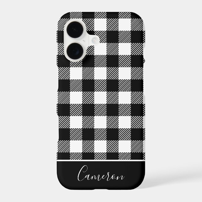 Rustic Red Black Buffalo Plaid - Editable Name (Back)