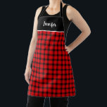 Rustic red black buffalo plaid monogram name apron<br><div class="desc">Rustic red black buffalo plaid monogram name Apron
Add your own name to personalise.</div>