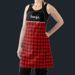 Rustic red black buffalo plaid monogram name apron<br><div class="desc">Rustic red black buffalo plaid monogram name Apron
Add your own name to personalise.</div>