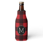 Rustic Red Black Buffalo Plaid Pattern Monogram