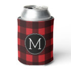 Rustic Red Black Buffalo Plaid Pattern Monogram