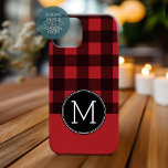 Rustic Red & Black Buffalo Plaid Pattern Monogram Case-Mate iPhone Case<br><div class="desc">A rugged and masculine design with an area for monograms. A classic, traditional pattern that has been around for years. If you need to adjust the artwork or change the font, you can click on the customise area. This will take you to the design tool where you can make many...</div>