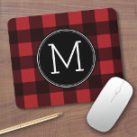 Rustic Red & Black Buffalo Plaid Pattern Monogram Mouse Mat<br><div class="desc">A rugged and masculine design with an area for monograms. A classic, traditional pattern that has been around for years. If you need to adjust the artwork or change the font, you can click on the customise area. This will take you to the design tool where you can make many...</div>