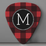 Rustic Red & Black Buffalo Plaid Pattern Monogram Plectrum<br><div class="desc">A rugged and masculine design with an area for monograms. A classic, traditional pattern that has been around for years. If you need to adjust the artwork or change the font, you can click on the customise area. This will take you to the design tool where you can make many...</div>
