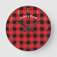 Rustic Red Black Buffalo Plaid Personalised Name