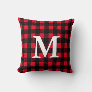 Rustic Red & Black Lumberjack Style Plaid Cushion
