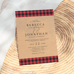 Rustic Red & Black Tartan Plaid Country Wedding Invitation