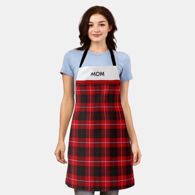 Rustic Red Black White Tartan Plaid Apron (Worn)