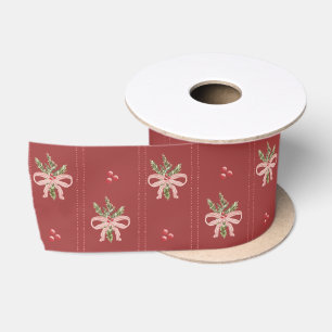 Rustic Red Bows Christmas Satin Ribbon