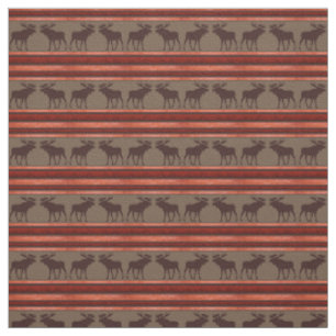 Rustic red brown moose pattern twill fabric
