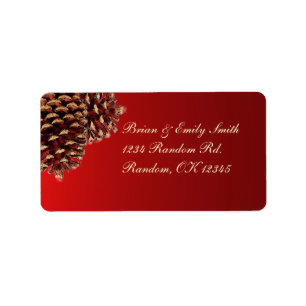 Rustic red brown pine cone address labels