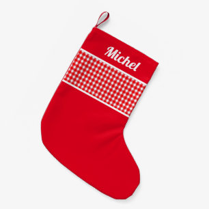 Rustic Red Buffalo checked custom name Small Christmas Stocking