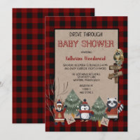 Rustic Red Buffalo Checks Drive Thru Baby Shower I