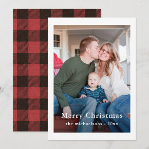 Rustic Red Buffalo Plaid Christmas Photo Holiday Card