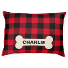 Rustic Red Buffalo Plaid Dog Bone Add Name Large