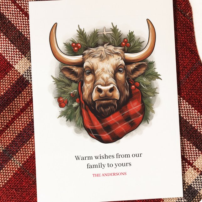 Rustic Red Buffalo Plaid Farmhouse Holiday Postcard (Creator Uploaded)