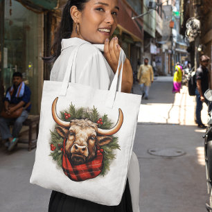 Rustic Red Buffalo Plaid Farmhouse Tote Bag