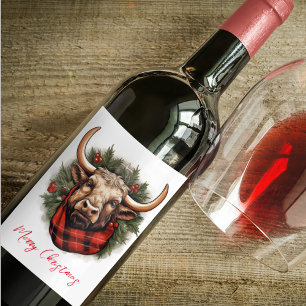 Rustic Red Buffalo Plaid Farmhouse Wine Label