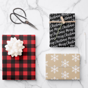 Rustic Red Buffalo Plaid Merry Christmas Wrapping Paper Sheet